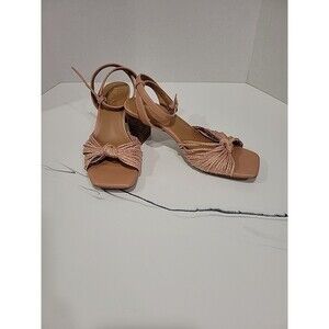 NEW WO BOX Kensie Kaiko Raffia Peep Toe Heels Womens 8 Blush/Tan